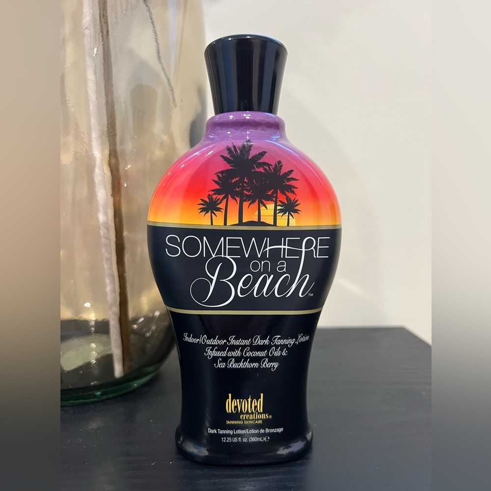 BRAND NEW Somewhere on a Beach Devoted Creations Indoor Outdoor Tanning Lotion.